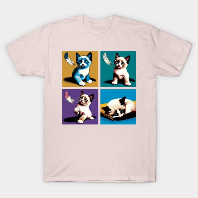 Snowshoe Pop Art - Cute Kitties T-Shirt by PawPopArt